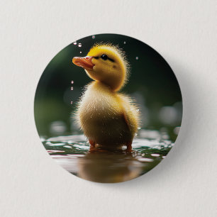 "Adorable Duckling im Regen Button
