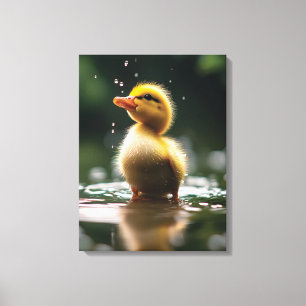 "Adorable Duckling im Regen Leinwanddruck