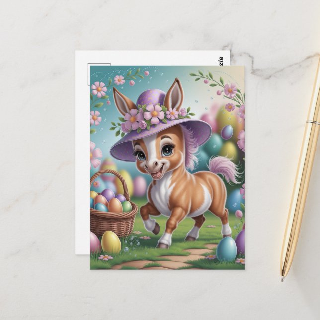 Adorable Easter Donkey Foal Postkarte (Vorderseite/Rückseite Beispiel)