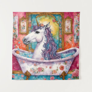 Adorable Einhorn im Bad Wandteppich