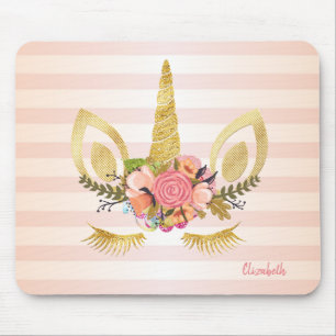 Adorable Einhornwand, Streifen - Personalisiert Mousepad