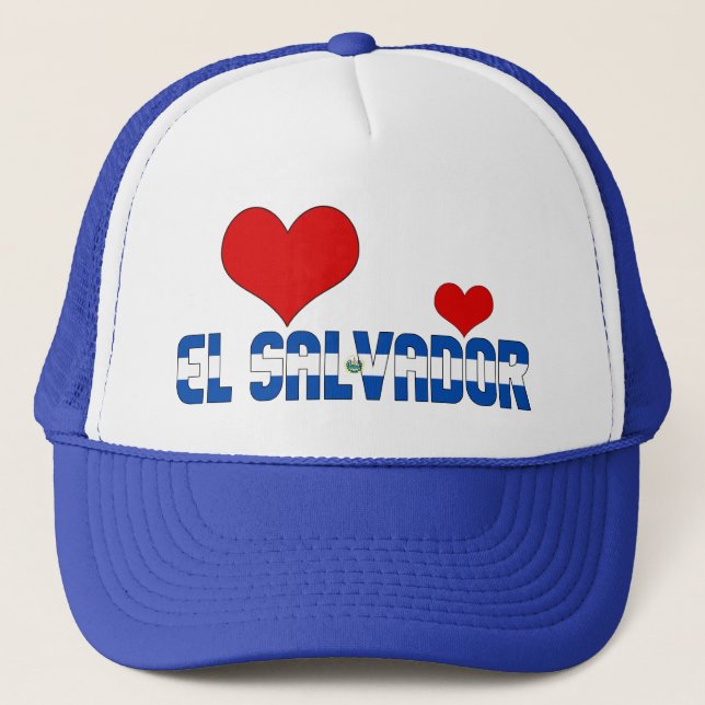 Adorable El Salvador Flag Herz Patriotic Truckerkappe (Vorderseite)