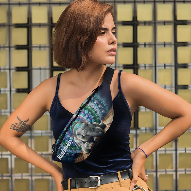 Adorable Elefant vor Mandala Hintergrund Bauchtasche (Von Creator hochgeladen)