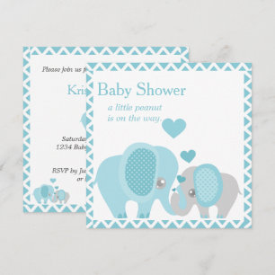 Adorable Elefanten, Baby Boy, Einladung zur Dusche