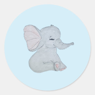 Adorable Elefanten-Babyduschenaufkleber Runder Aufkleber