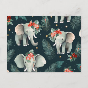 Adorable Elefanten Weihnachtsgrüße Postkarte