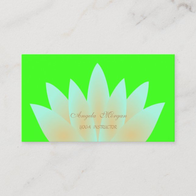Adorable Elegante Lotus Blume Neon Green Visitenkarte (Vorderseite)
