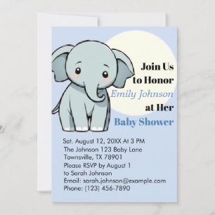 Adorable Elephant Baby Dusche Einladung in Pastel
