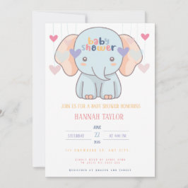 Adorable Elephant Baby Shower Invitation