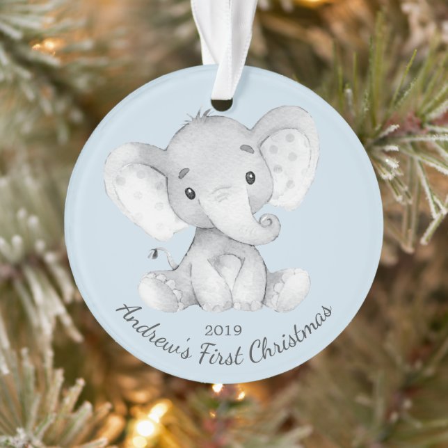 Adorable Elephant Boys Premier Ornement de Noël (Arbre)