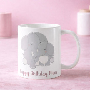 Adorable Elephant Cuddles Happy Birthday Mama Kaffeetasse