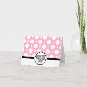 Adorable Elephant custom Pink Polka Dot Card Dankeskarte