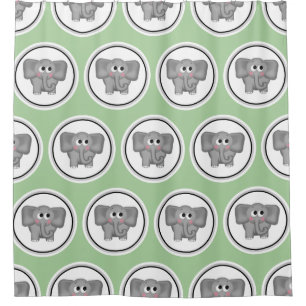Adorable Elephant Muster Grüne Duschvorhang