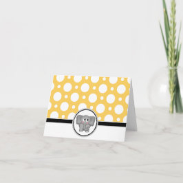 Adorable Elephant personnalisé Polka Jaune carte d