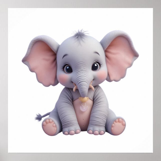 Adorable Elephant Print für Baby-Kinderzimmer Poster (Vorne)