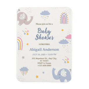 Adorable Elephant Rainbow Baby Shower Einladung Magnet