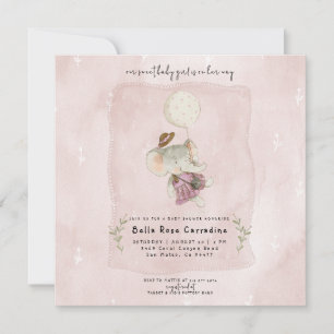 Adorable Elephant Rustic Boho Baby Dusche Save The Date