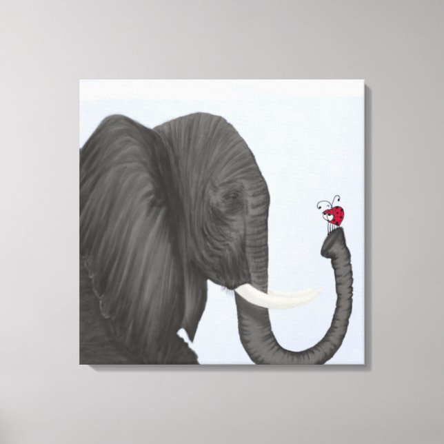 Adorable Elephant und Niedliche Ladybug Leinwanddruck (Vorderseite)