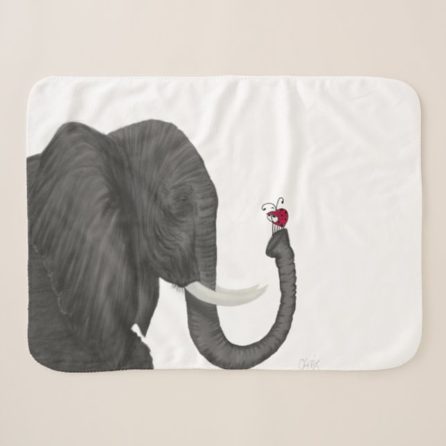 Adorable Elephant und Niedliche Ladybug Sherpadecke (Vorderseite (Horizontal))