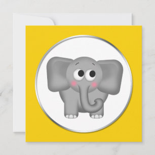 Adorable Eléphant - Yellow Baby Shower Invitations