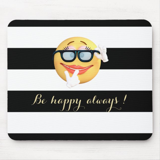 Adorable Emoji Face, gestreift Mousepad (Vorne)