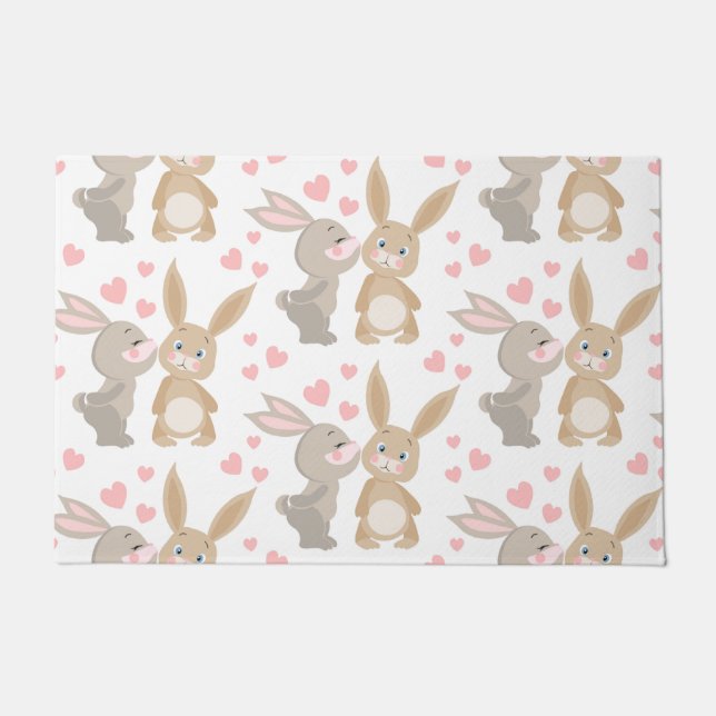 Adorable Enamored Bunnies Fußmatte (Vorderseite)