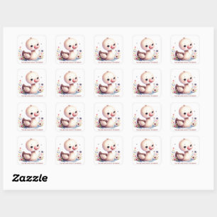 Adorable Entensticker für Kinder Quadratischer Aufkleber