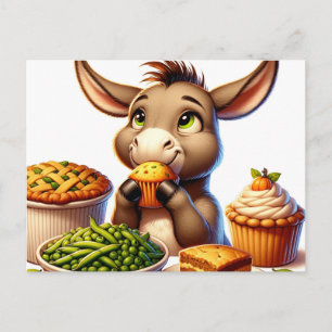 Adorable Erntedank Donkey Postkarte