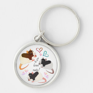 Adorable Extravagante Ratten & Regenbogenherzen Schlüsselanhänger