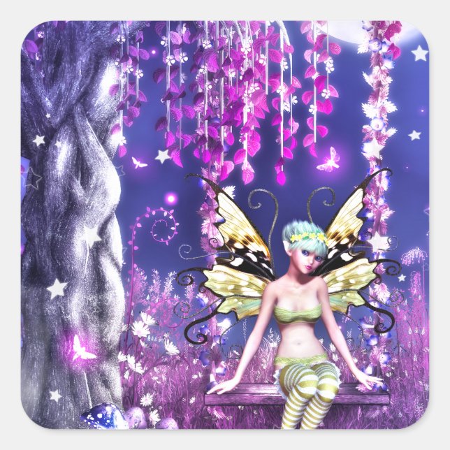 Adorable Fairy Quadratischer Aufkleber (Vorderseite)