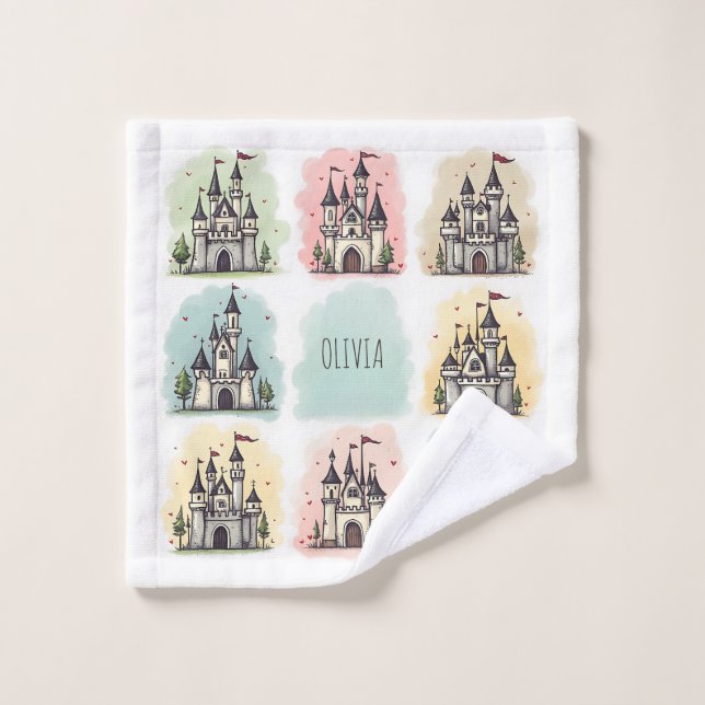 Adorable Fairy Tale Burg Doodles Waschlappen (Waschlappen)