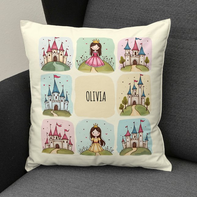 Adorable Fairy Tale Burg & Princess Doodles Kissen (Von Creator hochgeladen)