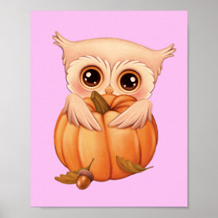 Adorable Fall Baby Owl Poster