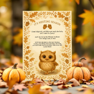 Adorable Fall Nesting Party Whimsical Owl Woodland Einladung