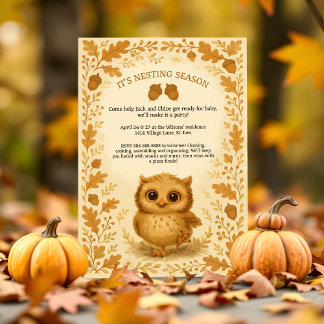 Adorable Fall Nesting Party Whimsical Owl Woodland Einladung