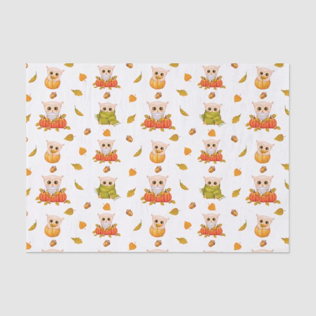 Adorable Fall Owls Seidenpapier (Vorderseite)