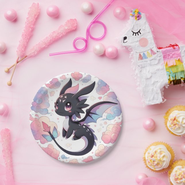 Adorable Fantasy Dragon Baby Dusche Pappteller (Party)