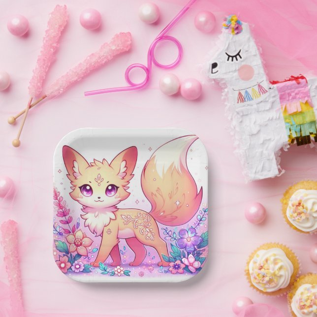 Adorable Fantasy Fox Babydusche Pappteller (Party)