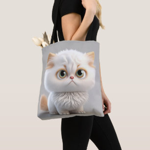 ADORABLE FANTASY WHITE CAT MIT BUFF OHREN GROSSEN  TASCHE