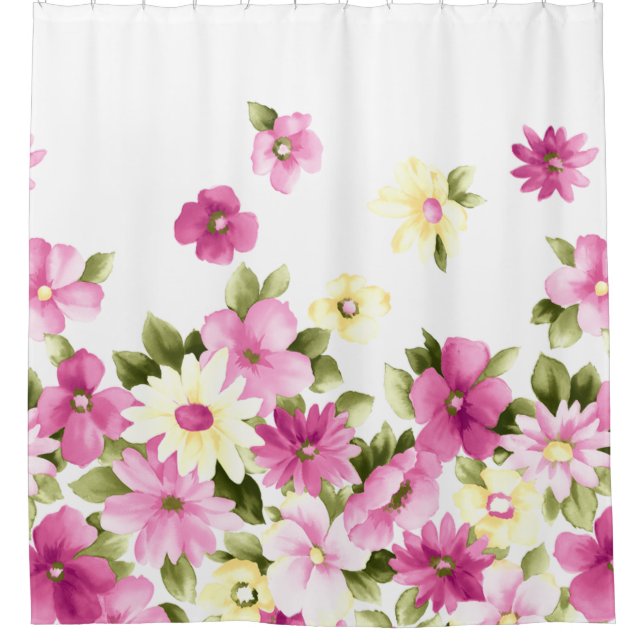 Adorable farbenfrohe Girly Blooming Blume Duschvorhang (Vorderseite)