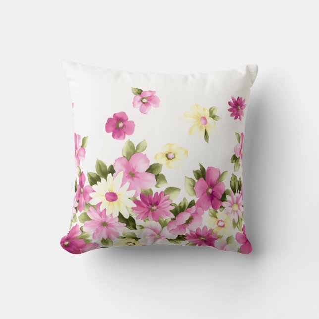 Adorable farbenfrohe Girly Blooming Blume Kissen (Vorderseite)