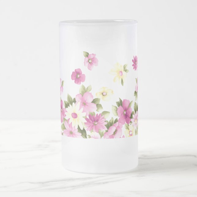 Adorable farbenfrohe Girly Blooming Blume Mattglas Bierglas (Mittel)