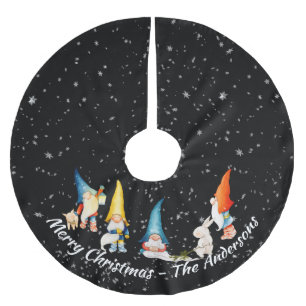 Adorable farbenfrohe Weihnachtselfen, Nomaden Polyester Weihnachtsbaumdecke
