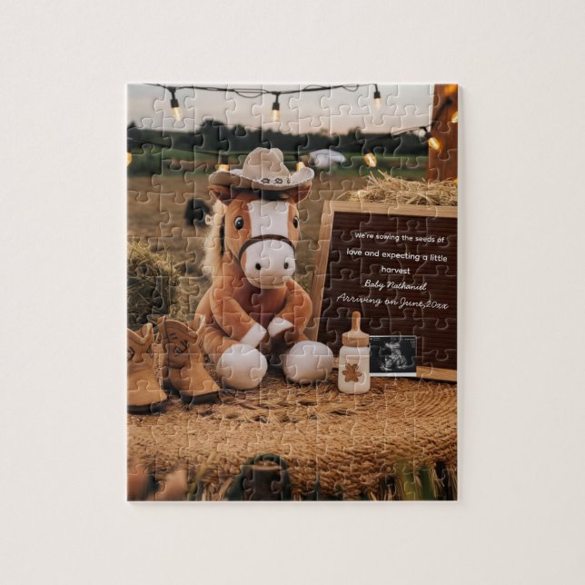 Adorable farm thematische Schwangerschaftsankündig (Vertikal)