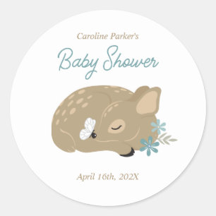 Adorable Fawn Baby Dusche Runder Aufkleber