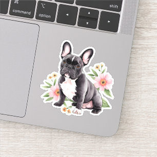 Adorable Fawn French Bulldog mit Ball Aufkleber
