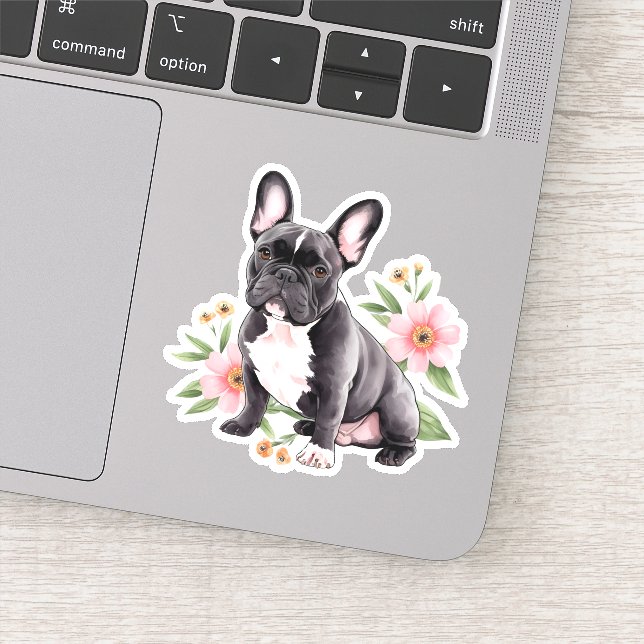 Adorable Fawn French Bulldog mit Ball Aufkleber (Detail)