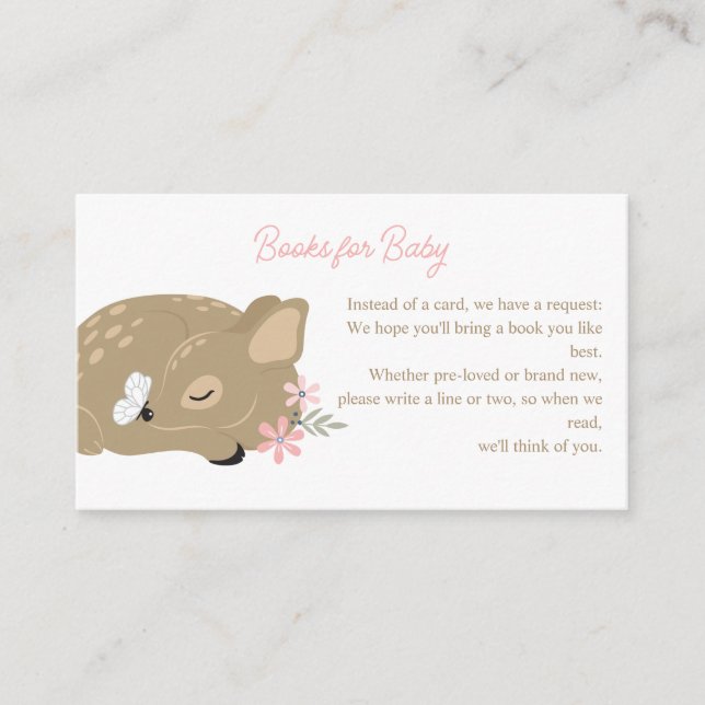 Adorable Fawn Girl Babydusche Begleitkarte (Vorderseite)