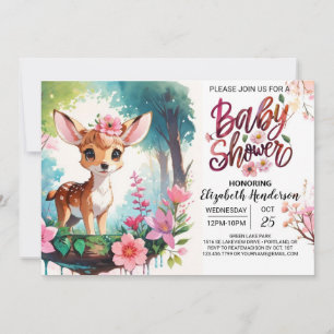 Adorable Fawn Wildblume Girl Babydusche Einladung