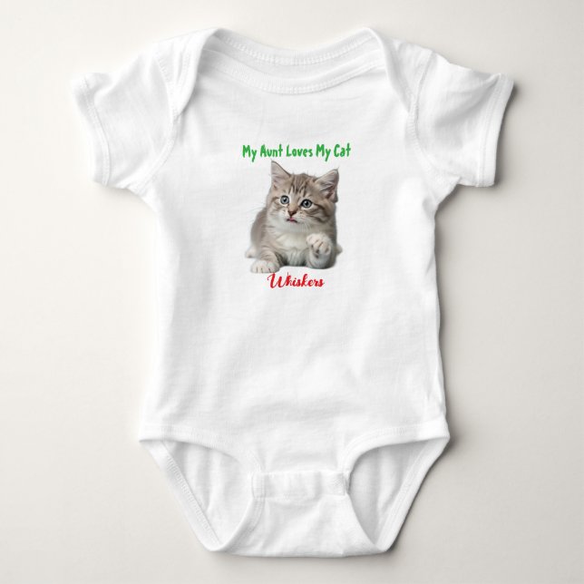 Adorable Feline Fan: Personalisiertes Cat-Foto Baby Strampler (Vorderseite)